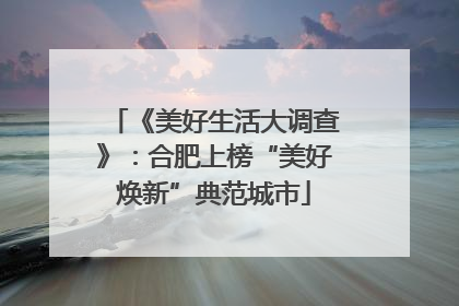 《美好生活大调查》：合肥上榜“美好焕新”典范城市