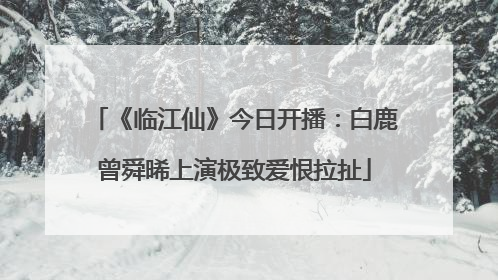 《临江仙》今日开播：白鹿曾舜晞上演极致爱恨拉扯
