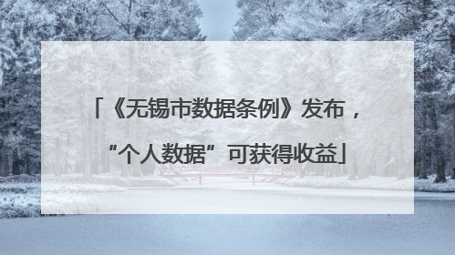《无锡市数据条例》发布，“个人数据”可获得收益