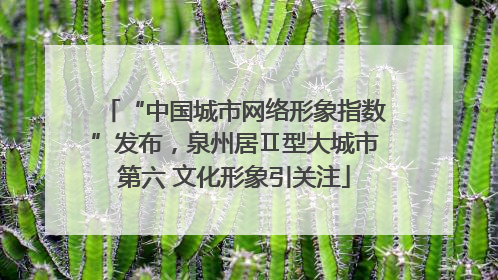 “中国城市网络形象指数”发布，泉州居Ⅱ型大城市第六 文化形象引关注