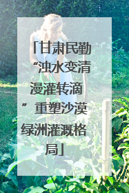 甘肃民勤“浊水变清 漫灌转滴”重塑沙漠绿洲灌溉格局