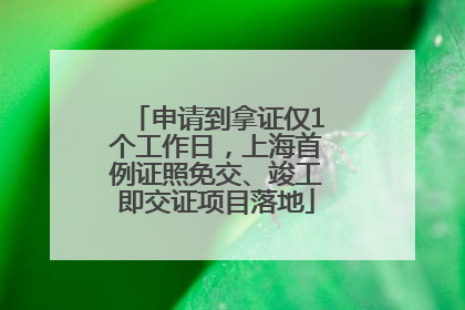 申请到拿证仅1个工作日，上海首例证照免交、竣工即交证项目落地