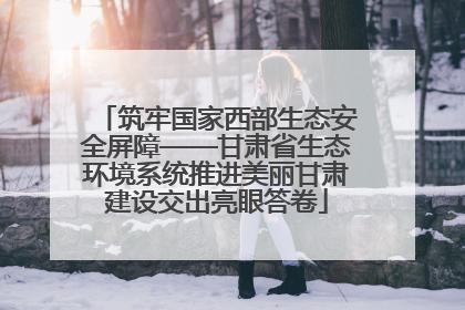 筑牢国家西部生态安全屏障——甘肃省生态环境系统推进美丽甘肃建设交出亮眼答卷