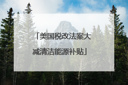 美国税改法案大减清洁能源补贴