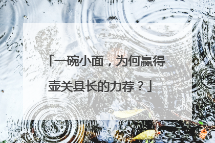 一碗小面，为何赢得壶关县长的力荐？