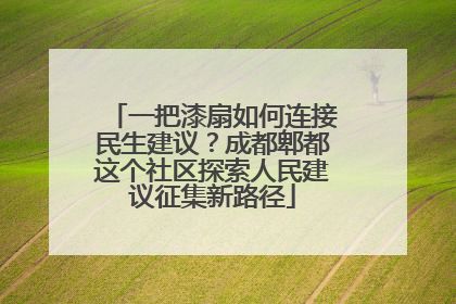 一把漆扇如何连接民生建议？成都郫都这个社区探索人民建议征集新路径