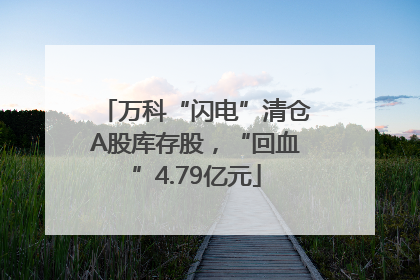 万科“闪电”清仓A股库存股，“回血”4.79亿元