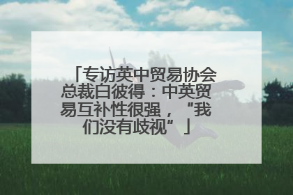 专访英中贸易协会总裁白彼得：中英贸易互补性很强，“我们没有歧视”