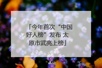 今年首次“中国好人榜”发布 太原市武亮上榜