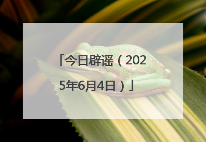 今日辟谣（2025年6月4日）