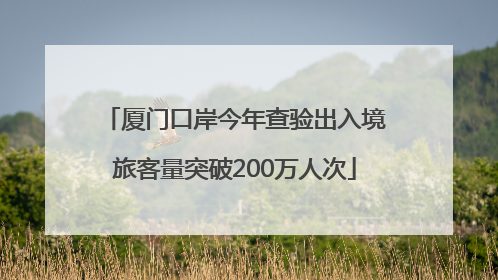 厦门口岸今年查验出入境旅客量突破200万人次