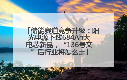储能赛道竞争升级：阳光电源下线684Ah大电芯新品，“136号文”后行业将怎么走