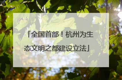 全国首部！杭州为生态文明之都建设立法