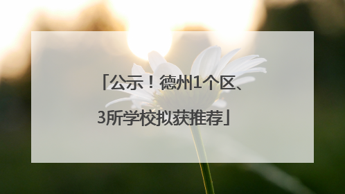 公示！德州1个区、3所学校拟获推荐