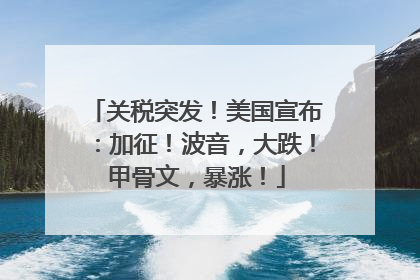 关税突发！美国宣布：加征！波音，大跌！甲骨文，暴涨！