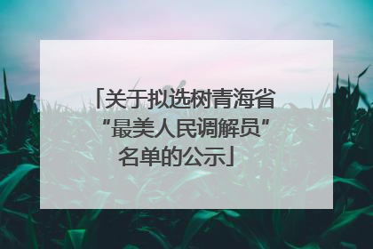 关于拟选树青海省“最美人民调解员” 名单的公示