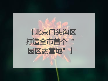 北京门头沟区打造全市首个“园区露营地”