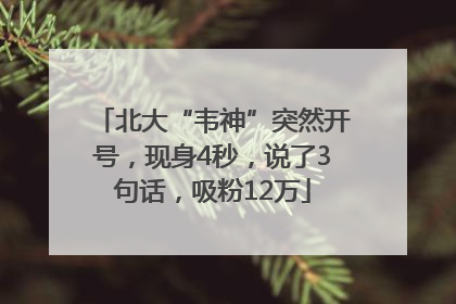 北大“韦神”突然开号，现身4秒，说了3句话，吸粉12万