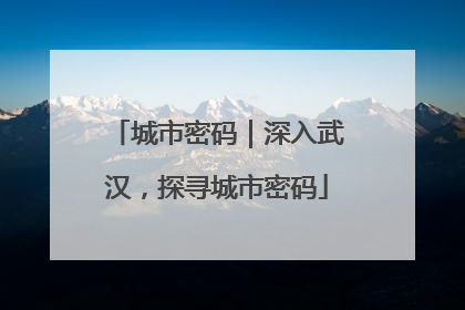 城市密码｜深入武汉，探寻城市密码