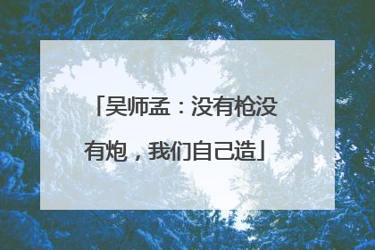 吴师孟：没有枪没有炮，我们自己造