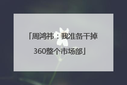 周鸿祎：我准备干掉360整个市场部