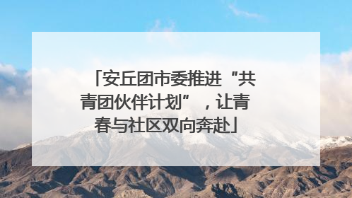 安丘团市委推进“共青团伙伴计划”，让青春与社区双向奔赴