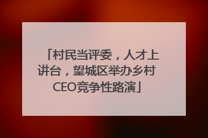 村民当评委，人才上讲台，望城区举办乡村CEO竞争性路演