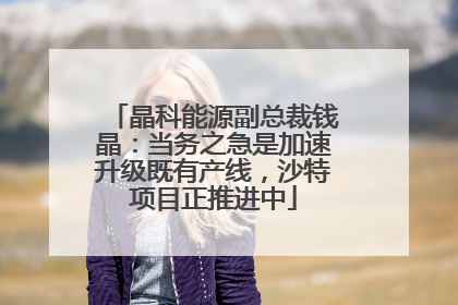 晶科能源副总裁钱晶：当务之急是加速升级既有产线，沙特项目正推进中