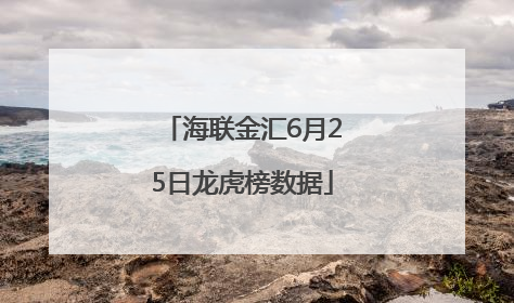 海联金汇6月25日龙虎榜数据