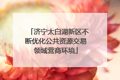 济宁太白湖新区不断优化公共资源交易领域营商环境
