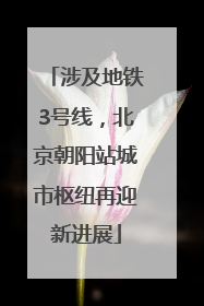涉及地铁3号线，北京朝阳站城市枢纽再迎新进展