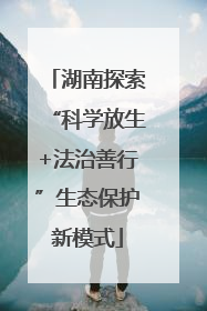 湖南探索“科学放生+法治善行”生态保护新模式