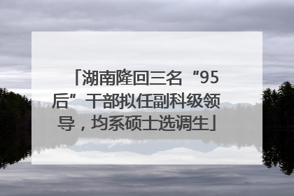 湖南隆回三名“95后”干部拟任副科级领导，均系硕士选调生
