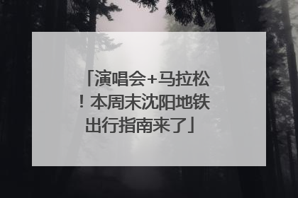 演唱会+马拉松！本周末沈阳地铁出行指南来了
