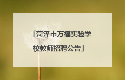 菏泽市万福实验学校教师招聘公告
