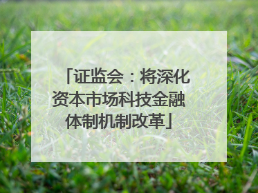 证监会：将深化资本市场科技金融体制机制改革