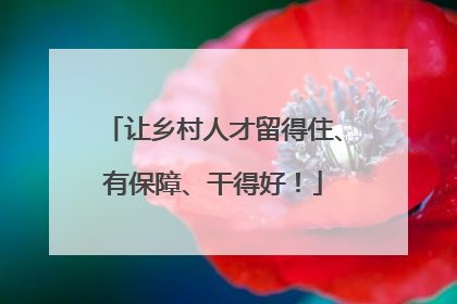 让乡村人才留得住、有保障、干得好！