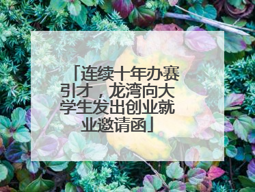 连续十年办赛引才，龙湾向大学生发出创业就业邀请函