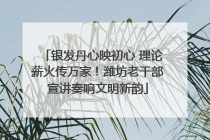 银发丹心映初心 理论薪火传万家！潍坊老干部宣讲奏响文明新韵
