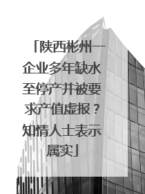 陕西彬州一企业多年缺水至停产并被要求产值虚报？知情人士表示属实