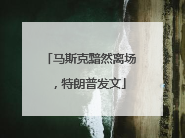 马斯克黯然离场，特朗普发文