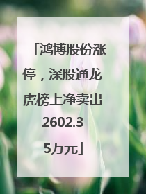 鸿博股份涨停，深股通龙虎榜上净卖出2602.35万元
