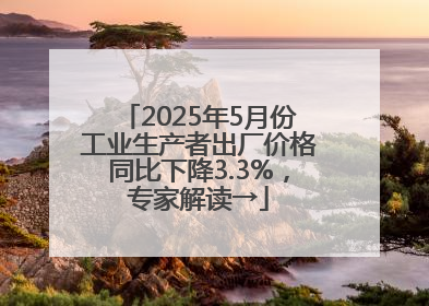 2025年5月份工业生产者出厂价格同比下降3.3%，专家解读→